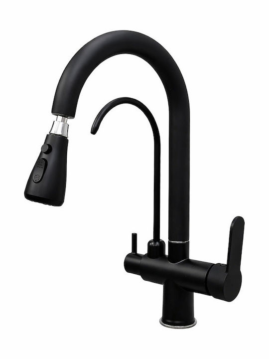 Landsh Poly755 Смесител за кухня Настолен с подвижен душ Черен