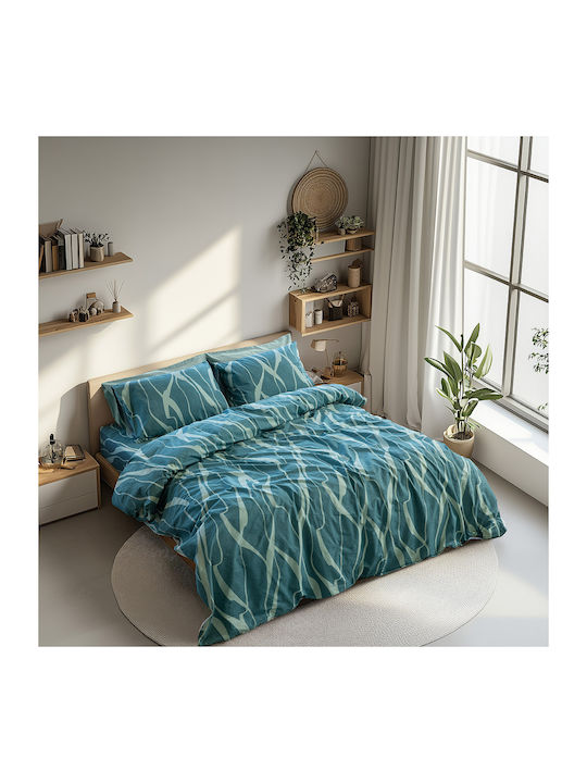 Beauty Home Glory Art 12378 Σετ Κουβερλί Μονό Πετρόλ 160x230cm 3τμχ
