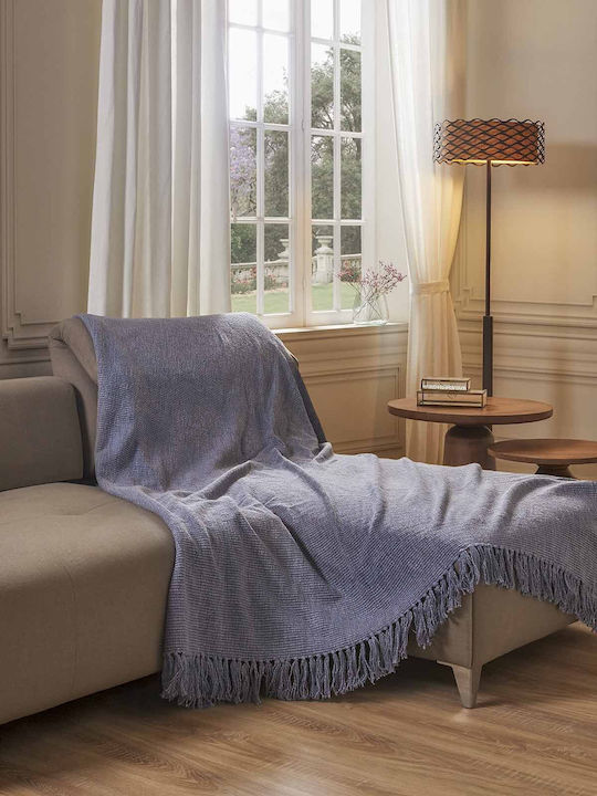 Hauz Sofa Throw 2 Seater Jacquard 180x230cm Blue