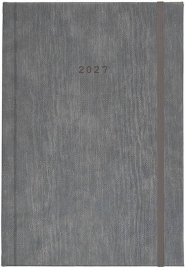 Next Diary 2027 Bali Daily Bound Gray Elastic 14x21cm Printing Option