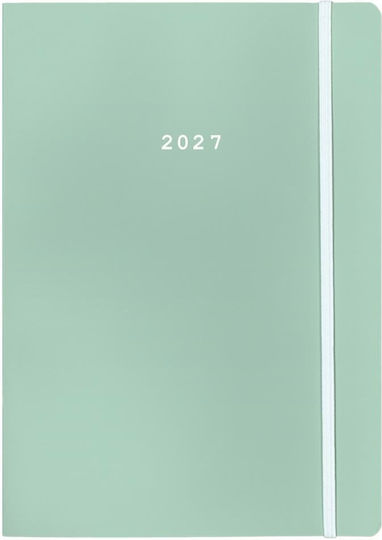 Next Дневник 2027 Pastel Дневен Flexi Светлозелен Ластик 14x21см