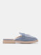 Flat Suede Mules In Light Blue Colour