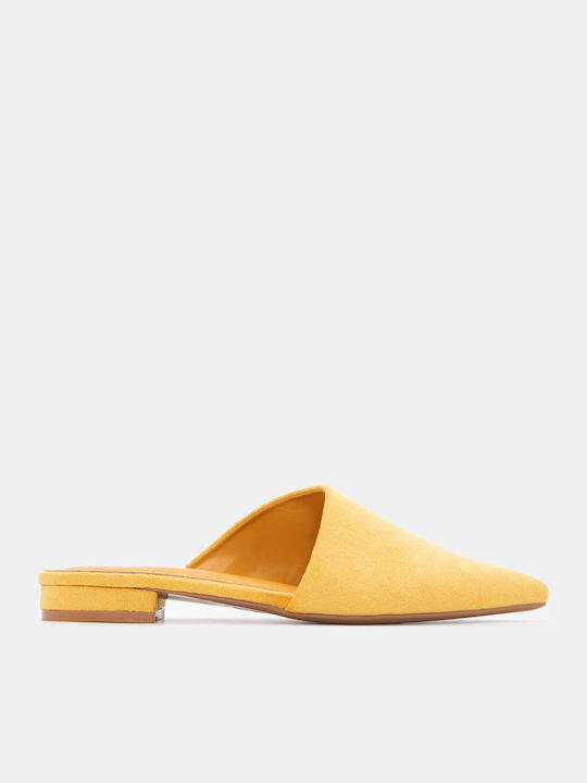 Luigi Flat Suede Mules σε Κίτρινο Χρώμα