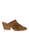 Suede Mules με Τακούνι σε Ταμπά Χρώμα