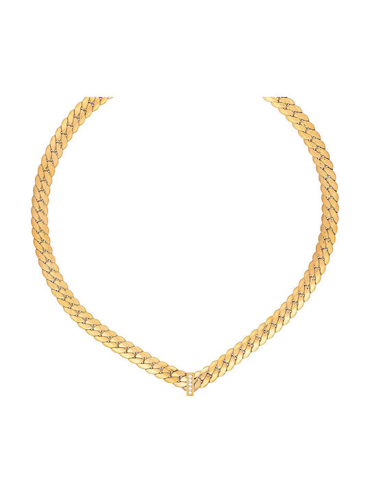 Excite-Fashion Necklace From Gold Plated Steel With Zircon