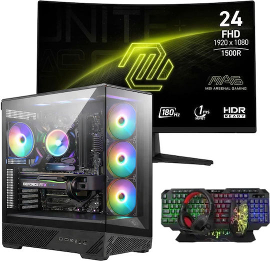 Vengeance Raptor-Ζ69 Гейминг Настолен Компютър (Ryzen 5-5500/32GB DDR4/512GB SSD/Radeon RX 9060/Без Операционна Система) и Монитор MSI MAG 242C