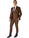 Men's Suit with Vest Brown