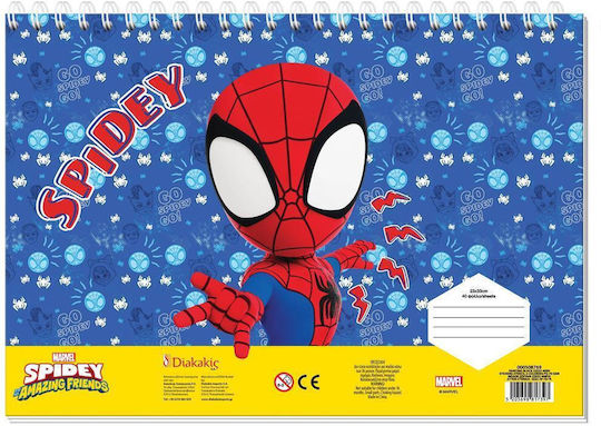 Drawing Pad 23x33cm 40 Sheets Self-Adhesive Stencil 2 Pages Color 2 Designs Spidey