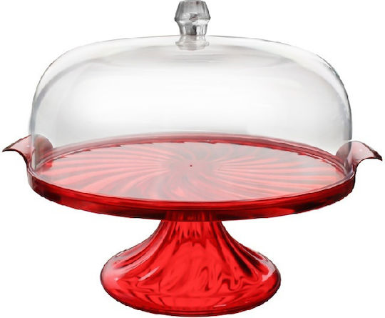 Raki Cake Stand with Lid Red 28.5x28.5x25cm