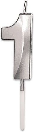 Prestige Silver Metal Candle 9 Cm Number 1