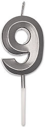 Κερί Prestige Silver Metal 9 Cm Νούμερο 9