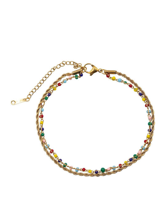 Poco Loco Gold Plated Anklet Made of Stainless Steel