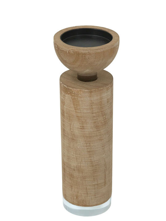 Artekko Κηροπήγιο Ξύλινο σε Καφέ Χρώμα 7.6x28x7.6εκ.