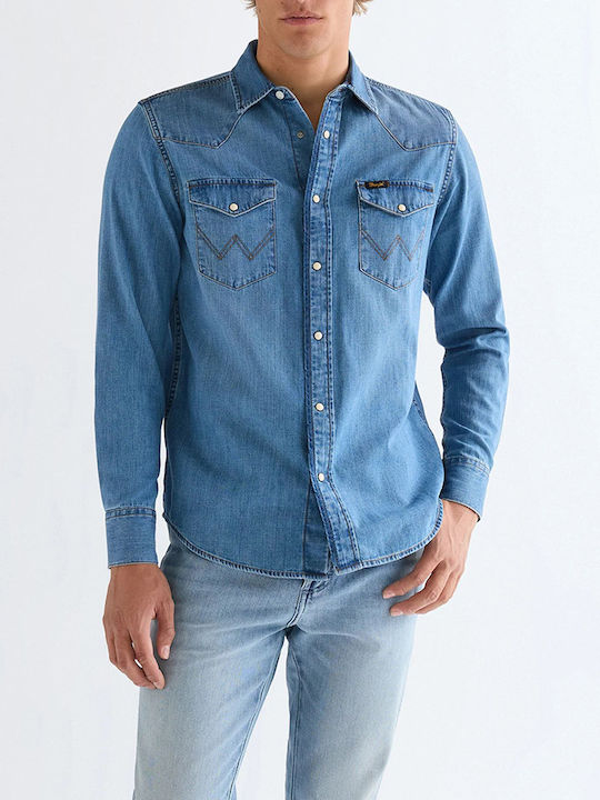 Wrangler Western Hemd Denim Shirt Mid Light Wash