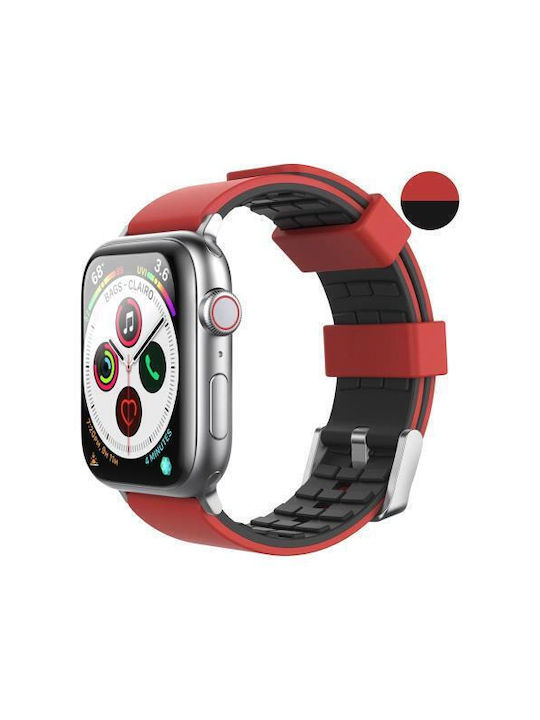 Λουράκι Σιλικόνης Ahastyle Wa11 Duotone Premium Silicone Apple Watch 38 40 41mm Σκούρο Κόκκινο-μαύρο