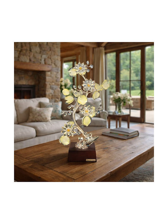Decorative Crystal Flower Bonsai De Cristal Wooden Base 14x12x36cm Galifas 912449 Galifas