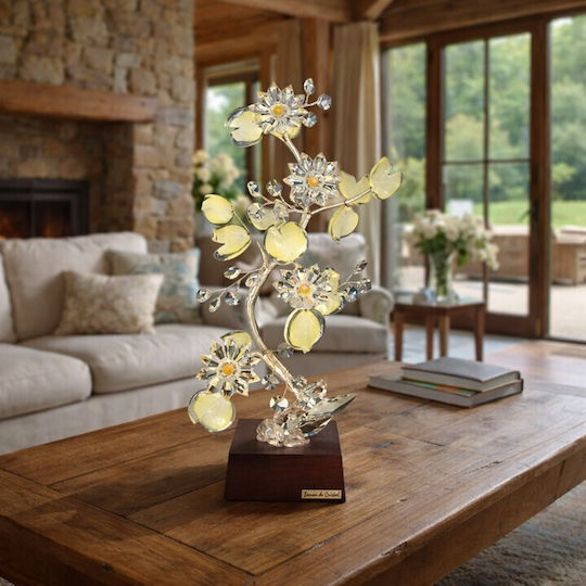 Kristall Dekoratives Blume Bonsai Aus Kristall Holzbasis 14x12x36cm