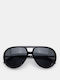 Luigi Unisex Sunglasses with Black Metallic Frame and Black Lens