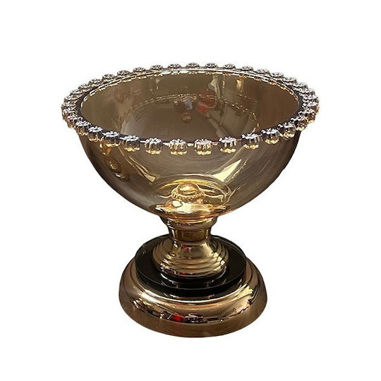 Eurolamp Dekorative Schale Glas mit Sockel Gold 18x18x8cm