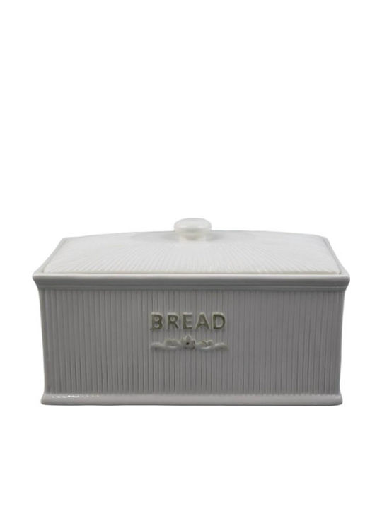 Karvounis Bread Box with Lid Ceramic White 32.7x19x19cm