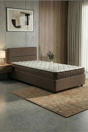 Single Orthopedic Mattress Bamboo Foam Medium Firmness White/Brown 90x190x12cm