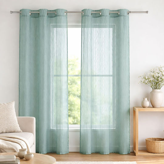 Curtain with Grommets Mila Celadon 140x240cm
