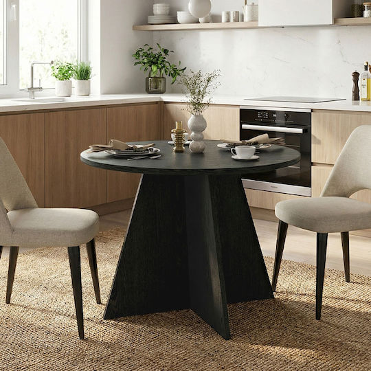 Round Dining Room Table Wooden Sencron Black 100x100x75.7cm