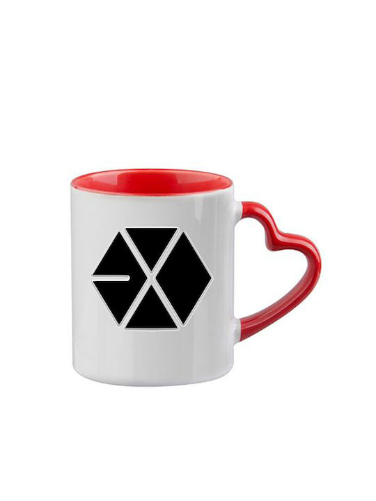Κούπα Kpop Exo Κόκκινη Λαβή Καρδιά Εσωτερικό