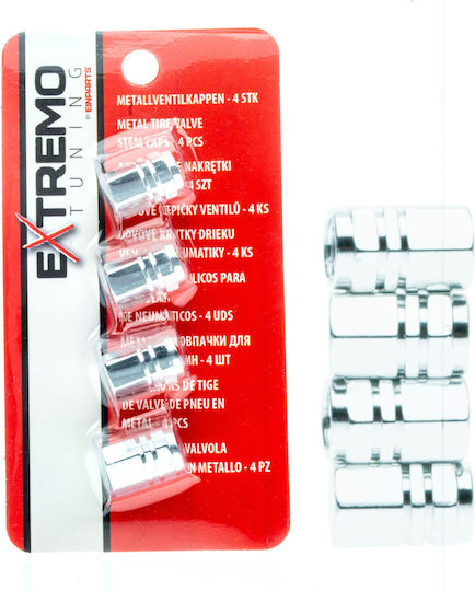 Extremo Tuning Aluminium Ventilkappen Schrader 4 Stück Silber Dichtung