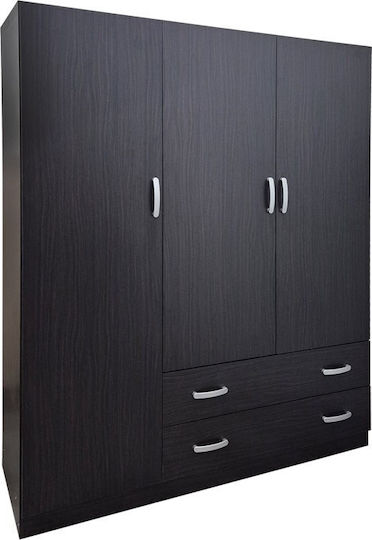 Alvia Τρίφυλλη Ντουλάπα Wenge 150x51x180cm