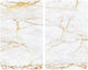 Set 2 Glass Protective Plates Stove In White Gold Color Wenko Marble 52x30 Cm