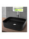Einbau Badezimmerwaschbecken Keramik mit Wasserhahn 50x39,5x13,5cm Schwarz Matt
