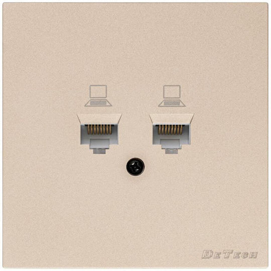 Detech De-9225-62 Socket Rj-45 F Cat.5e 2 Ports Gold-colored