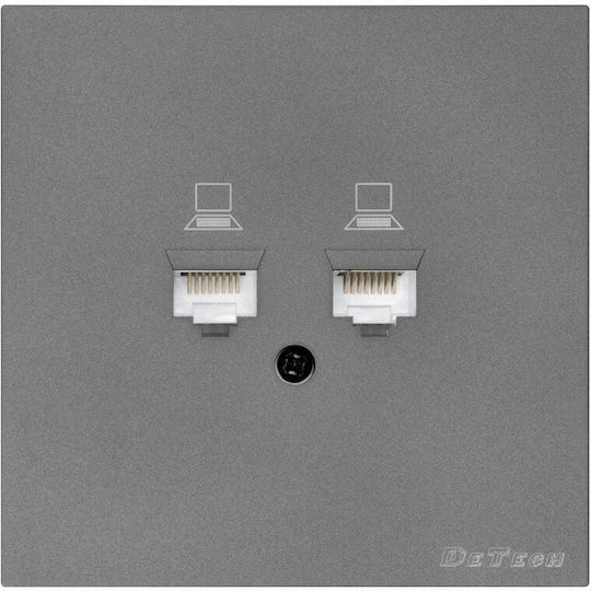 Detech De-9225-61 Socket Rj-45 F Cat.5e 2 Ports Gray