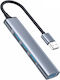 Usb Hub 4 In 1 Usb 3.0 To 1x Usb 3.0 3x Usb 2.0 Aluminum Yesido Gray