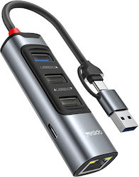 Docking Station Usb-c To Usb 3.0 Rj45 1000mbps Pd 100w Yesido Gray Docking Station Usb-c To Usb 3.0 Rj45 1000mbps Pd 100w Yesido Gray