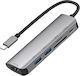Eko Hub 6în1 Hdmi4k Sd Micro-sd Usb3.0 Usb-c La Usb Tip-c Gri