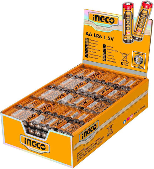 Ingco Baterii Alcaline AA 1.5V 32 Bucăți