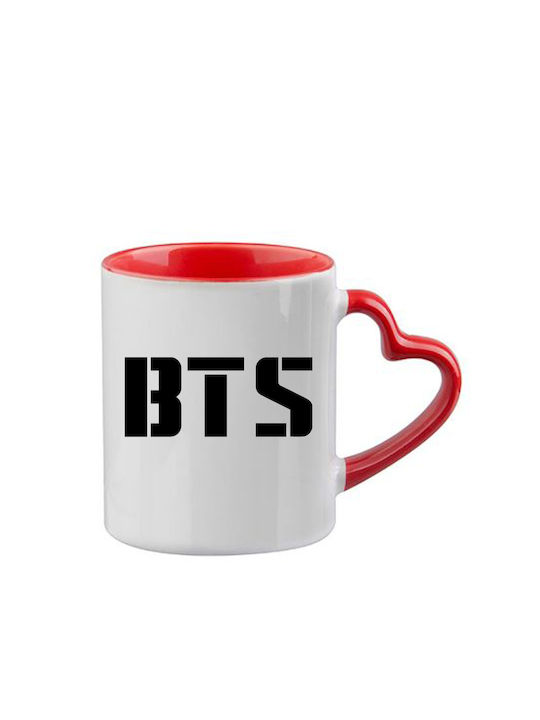 Κούπα Kpop Bts Κόκκινη Λαβή Καρδιά Εσωτερικό
