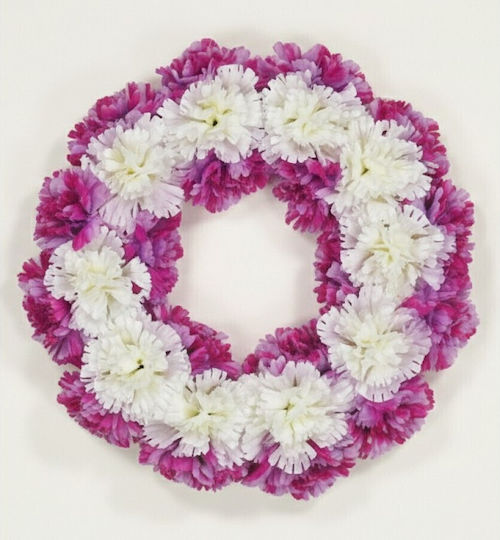 Künstlicher Trauerring 31cm Gewürznelke Lila-Weiß