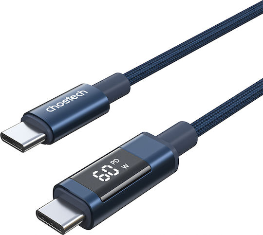 Choetech USB 2.0 Cable USB-C male - USB-C 60W PD Μπλε 1.2m