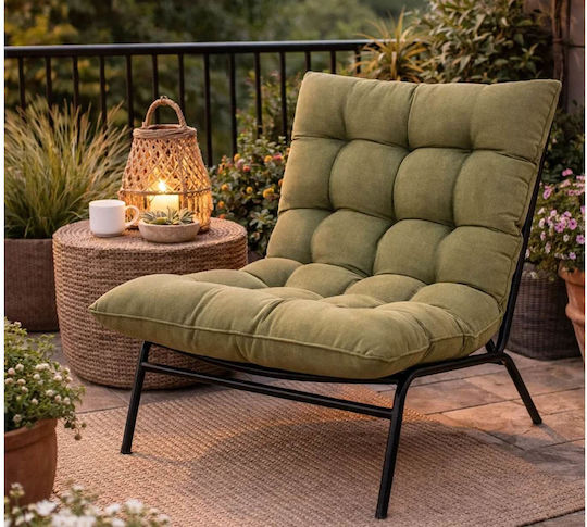 Gartenstühle Metallisch Olive mit Kissen 87x70x77,5cm