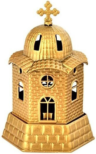 Vigil Oil Lamp Metallic Gold Church Small 9.5x17cm 0201 Code 1219