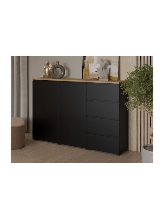 Sideboard Baletu 109 Wooden with Drawers Black 35x35x150cm