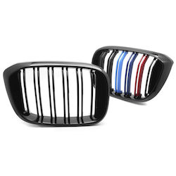 Καρδιές Μάσκας Bmw Χ3 G01 17-21 Χ4 G02 Sport Look Διπλή Γρίλιαtri-color Μαύρο Γυαλιστερό 6 Γρίλιες 2 Τεμάχια