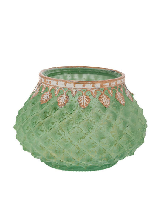 Iliadis Set of Glass Candle Holders Suitable for Tealights in Green Colour 11.5x8cm 4 Pieces