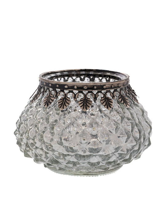 Iliadis Set of Metal Candle Holders Suitable for Tealights in Transparent Colour 11.5x8cm 4 Pieces