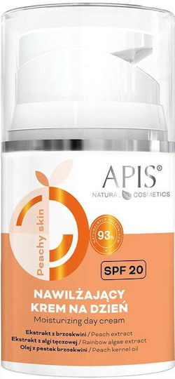 Apis Natural Cosmetics Peachy Skin Cremă de Față de Zi cu SPF20 pentru Hidratare, Reconstrucție și Strălucire cu Acid Hialuronic 50ml
