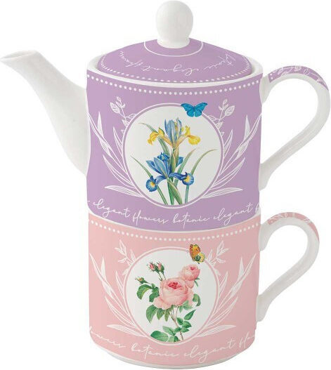 Marva Marva Teekanne mit Tasse Porzellan Rosa 280ml