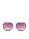 Trussardi Women's Sunglasses with Silver Frame and Purple Lens STR107 6XDR
